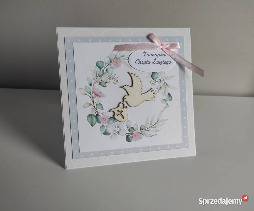 Kartka ręcznie robiona na Chrzest Święty z Łódź