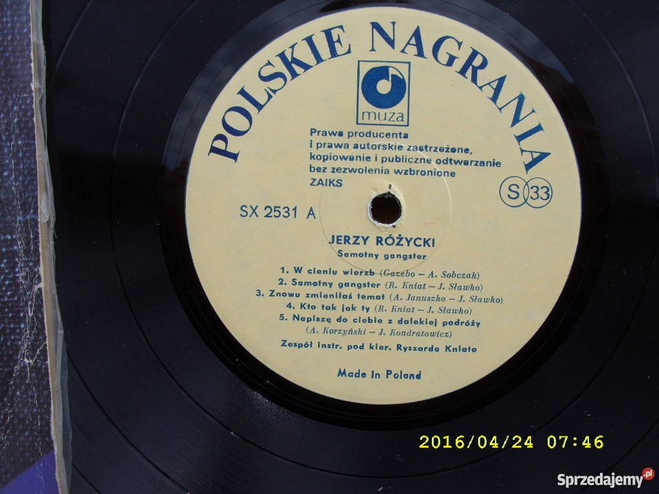 LP pop JERZY ROZYCKISAMOTNY GANGSTER Płyty i kasety Wołów