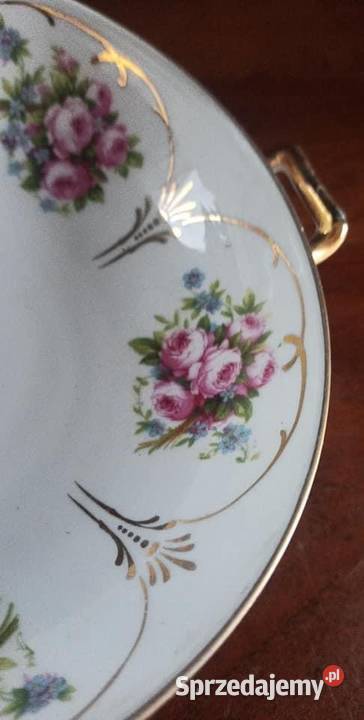 Patera różyczki w złotych kasetonach wewnątrz i Porcelana i szkło Antyki, Sztuka, Kolekcje pomorskie Gdańsk