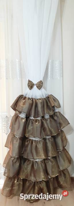 Firana z falbanami stare złoto 2 sztuki Mława