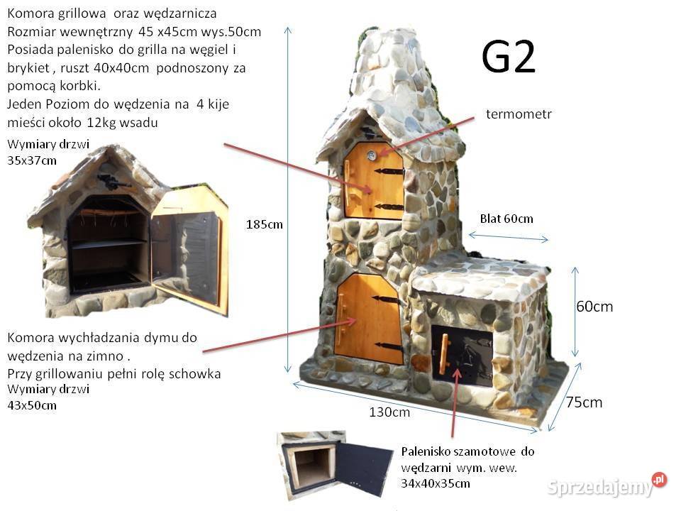 Wędzarnia G2 grill z kamienia naturalnego cegła podkarpackie Jodłowa
