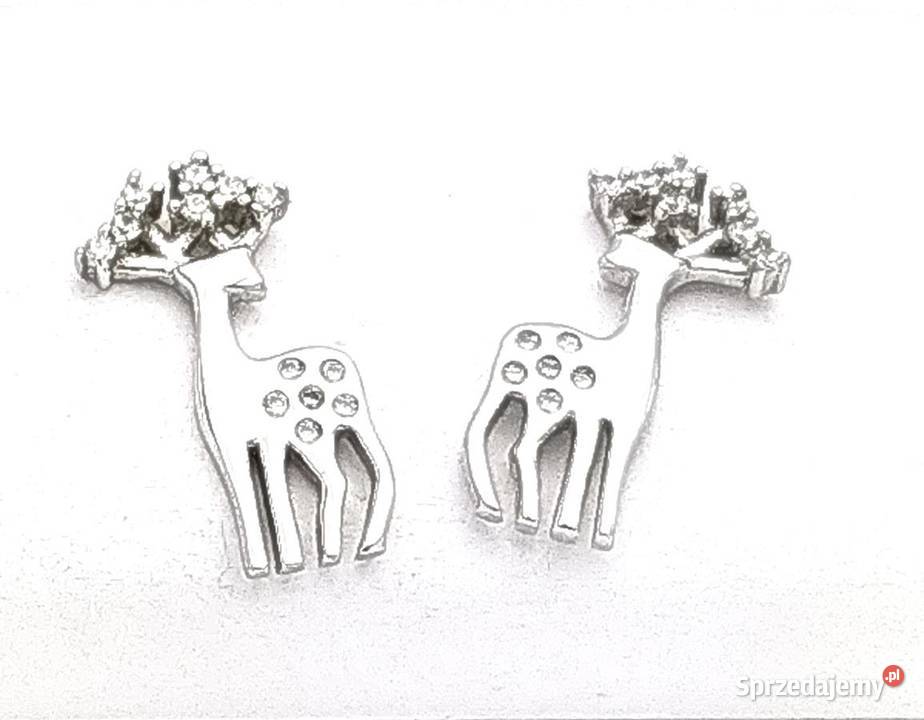 Kolczyki srebrne rodowane ŻYRAFKI na sztyftach srebrne Kolczyki Poznań sprzedam