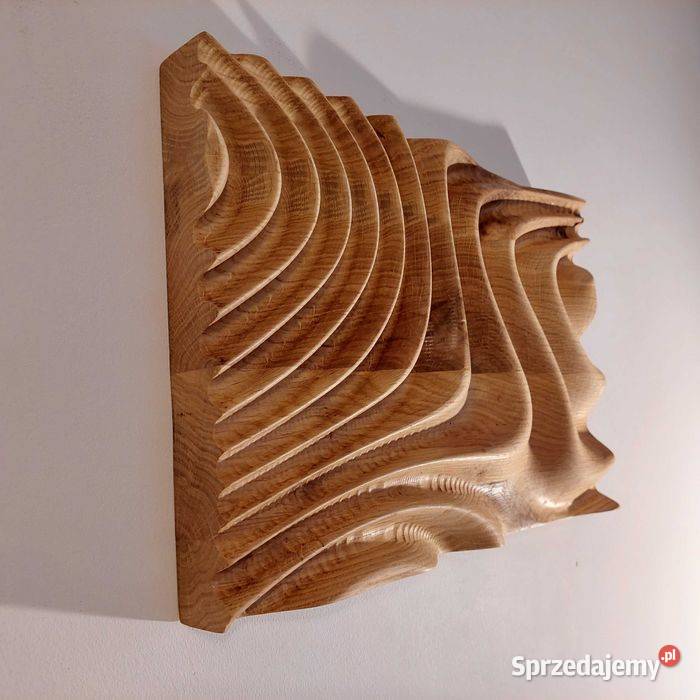 Płaskorzeźba dębowa fale 3D olejowana dekoracja zachodniopomorskie Malechowo sprzedam