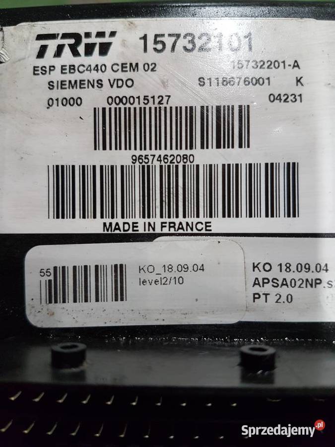 PEUGEOT 407 POMPA ABS HAMULCOWA 9657462080 TRW Turek