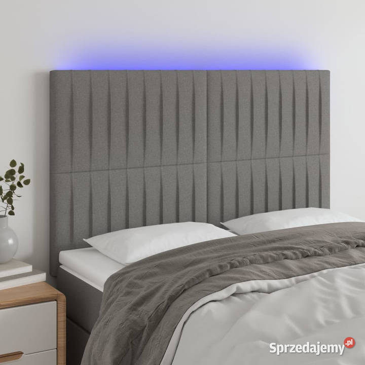 Zagłówek do łóżka z LED ciemnoszary 144x5x118128 Warszawa sprzedam