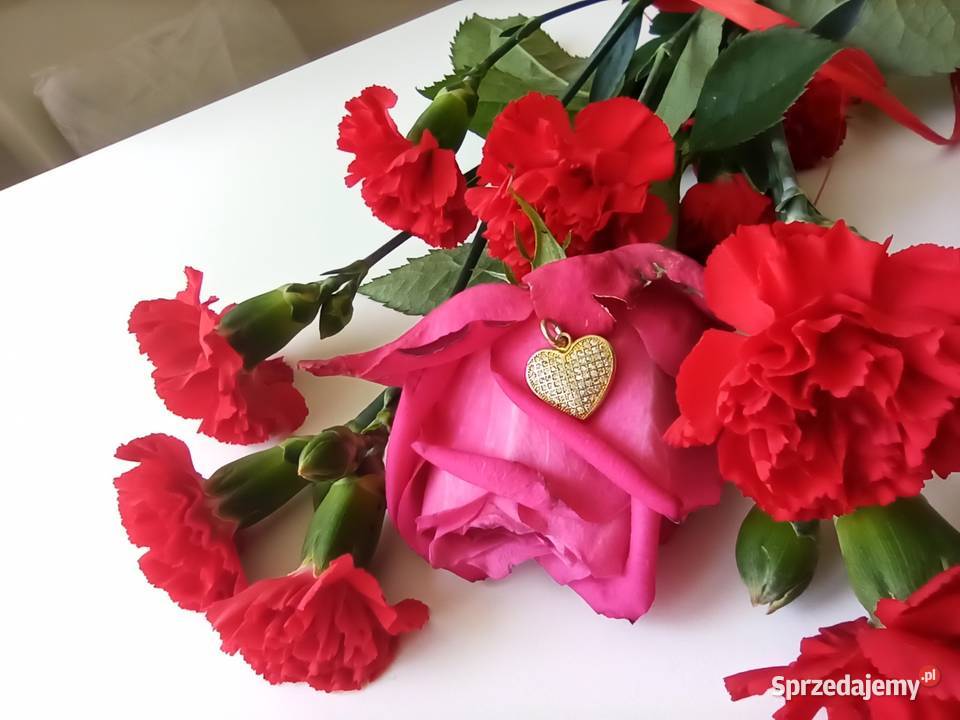 Zawieszka serce srebrna 925 pozłacana cyrkonie Naszyjniki Warszawa