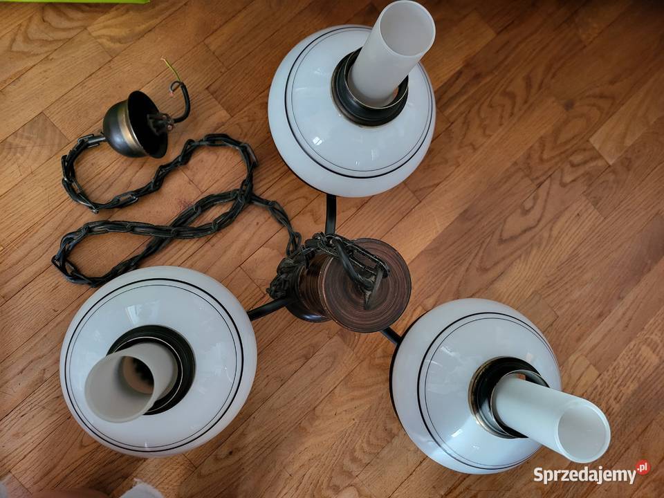 Stara trójramienna lampa wisząca Warszawa