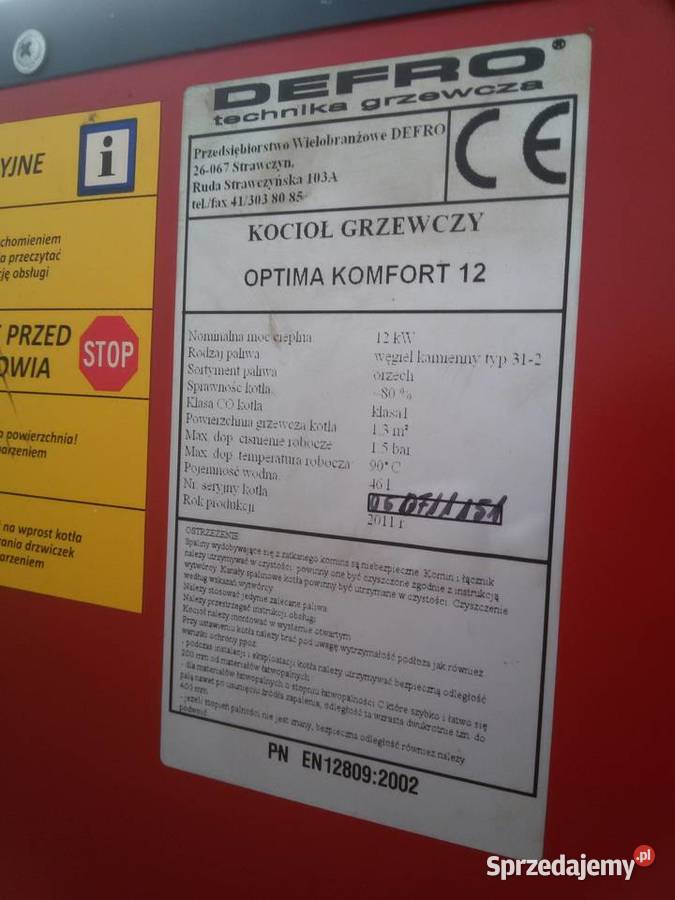 Kocioł piec DEFRO optima komfort 12 kw bojler Pozostałe podkarpackie Nienadówka sprzedam