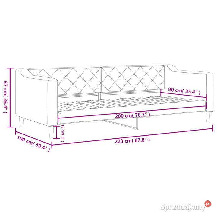 Sofa z funkcją spania kolor taupe obita tkaniną 100cm Warszawa