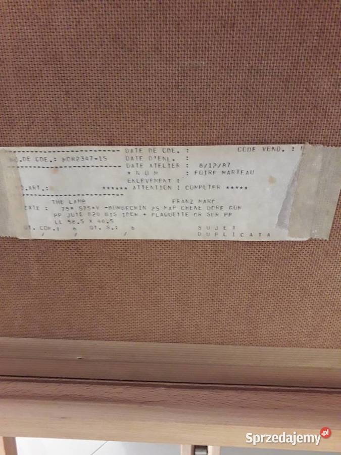 KOPIA Z CERTYFIKATEM FRANZ MARC BARANEK Malarstwo Nowa Sól