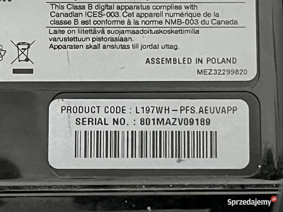 Monitor LG FLATRON L197WHPF 19 gracza retro Monitory i projektory Sierosław