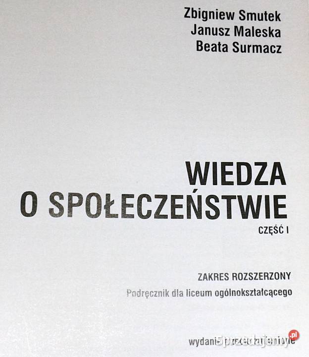 Wiedza o Społeczeństwie Z Smutek J Maleska Książki i Podręczniki lubelskie Chełm sprzedam
