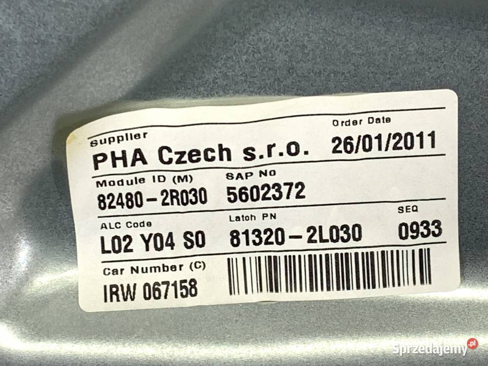 PODNOŚNIK SZYBY PRAWY PRZÓD HYUNDAI i30 sprzedam