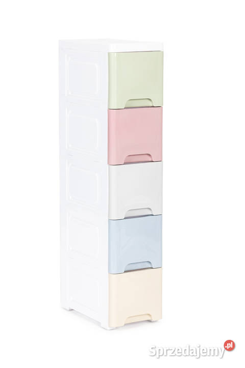 Regał z 5 wysuwanymi szufladami nogi z kółkami opolskie