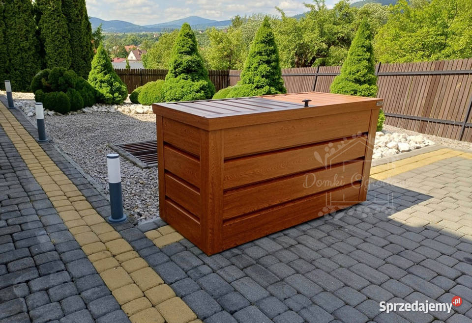 Skrzynia ogrodowa metalowa kufer 150x60x70 złoty Brzesko