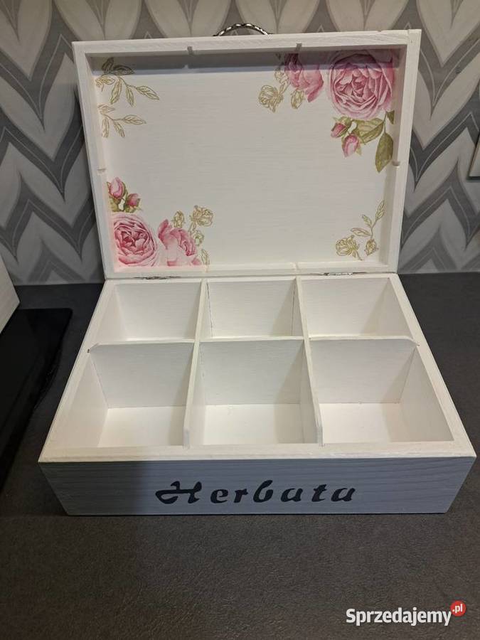 Herbaciarka róże pudełko na herbatę handmade opolskie Kędzierzyn-Koźle