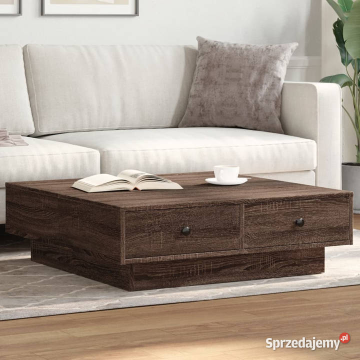 Stolik kawowy brązowy dąb 90x90x28 WM848093