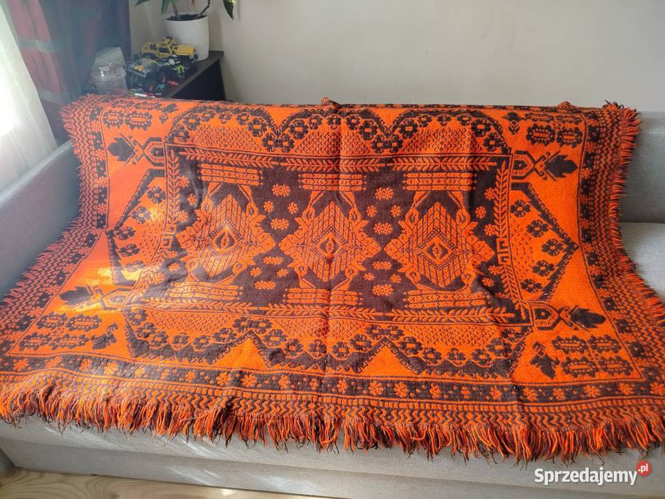 Wełniana narzuta kapa kilim PRL