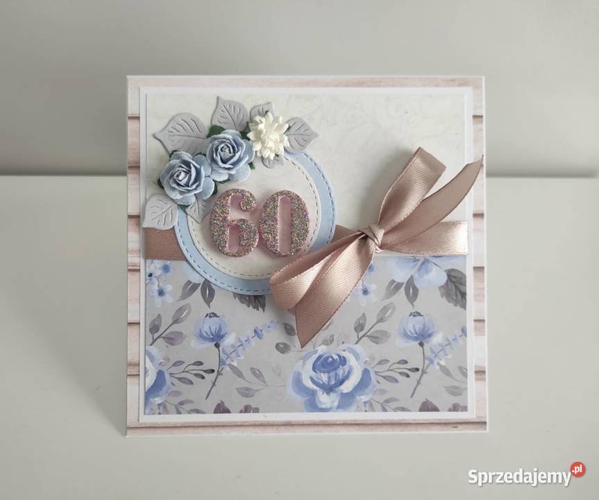 Kartka ręcznie robiona na urodziny z kwiatami łódzkie