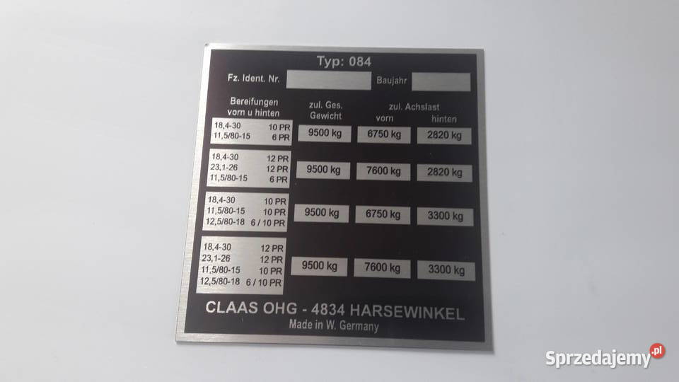Tabliczka znamionowa Claas dominator Wola Wiewiecka sprzedam