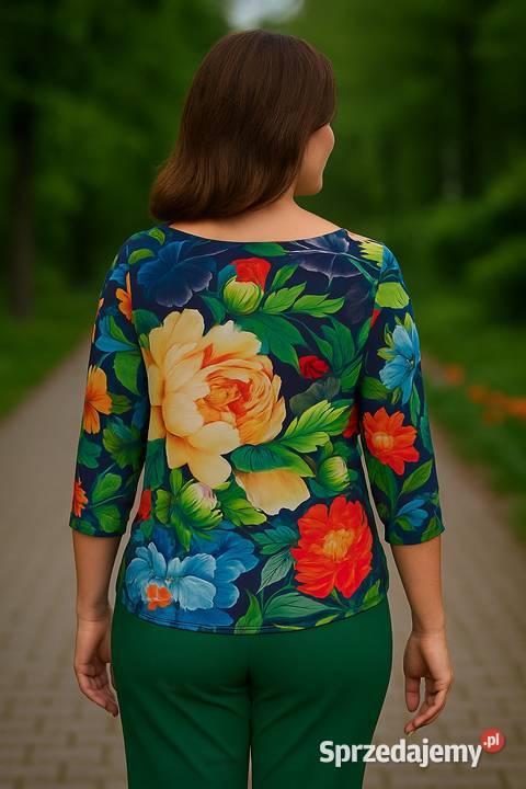 BLUZKA MOCNO ELASTYCZNA żółty kwiat 23XL BIUST Bluzki i koszule sprzedam