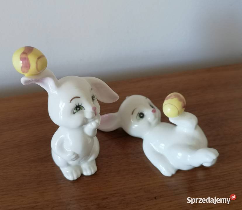 Figurki zajączki Wielkanocne porcelana vintage Porcelana i szkło Toruń