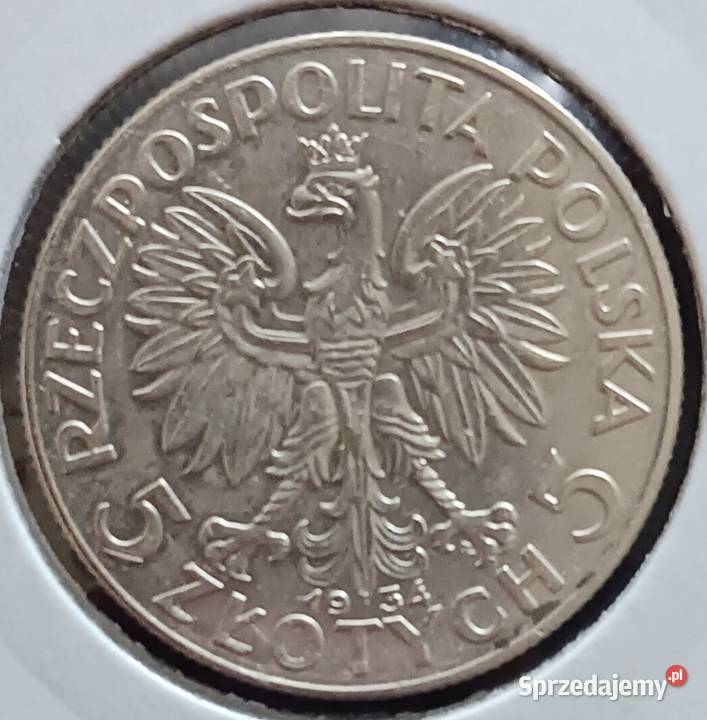 5 Głowa kobiety 1934 r 5 piękne najniższy nakład Numizmatyka Konin sprzedam