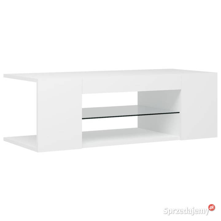 Szafka pod TV z oświetleniem LED biała 90x39x30 RTV