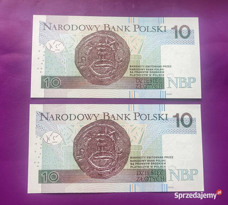 Kolekcja 2 x Banknot 10 2016 kolejne numery UNC
