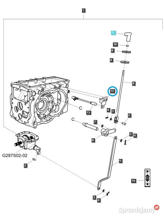 Wspornik dźwigni zmiany przełożeń PTOWOM TRG750 Tajęcina