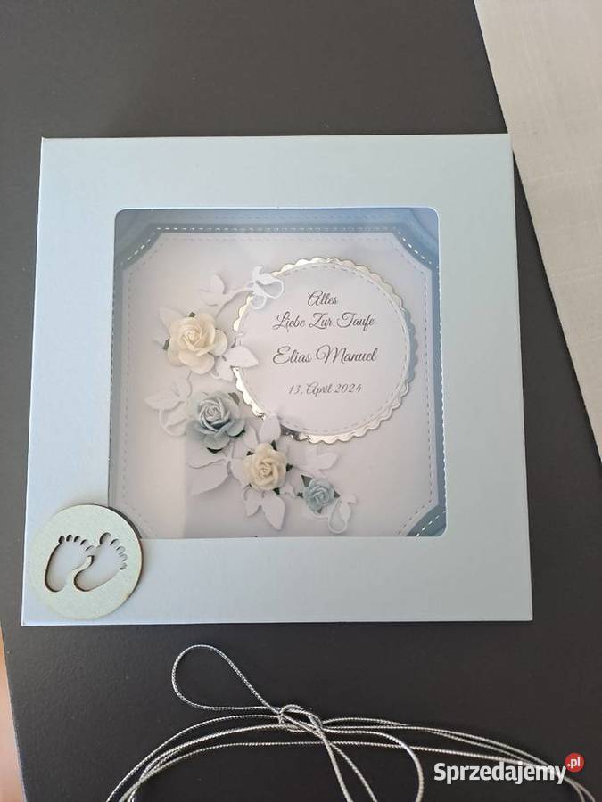 Kartka w pudelku z okazji chrztu Strzebiń