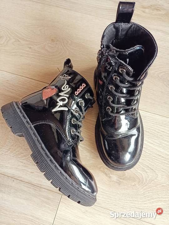 Buty botki trzewiki dziewczęce czarne