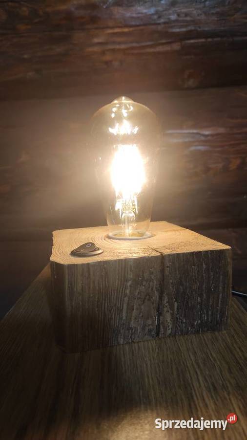 Lampka drewniana rustykalna loftowa Dom i Ogród warmińsko-mazurskie