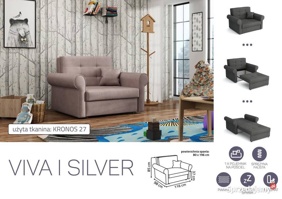 Sofa Viva 1 Silver Darmowa dostawa Wieruszów sprzedam