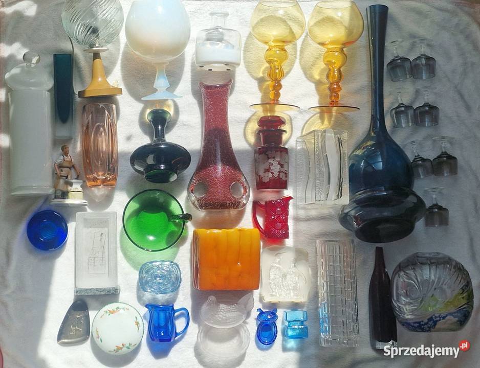 Szkło kolorowe prl 32 zestaw kryształy Porcelana i szkło Kraków