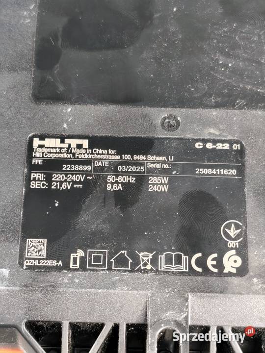 Szybka Ładowarka Prostownik HILTI C 622 NURON Akumulatory Akumulatory