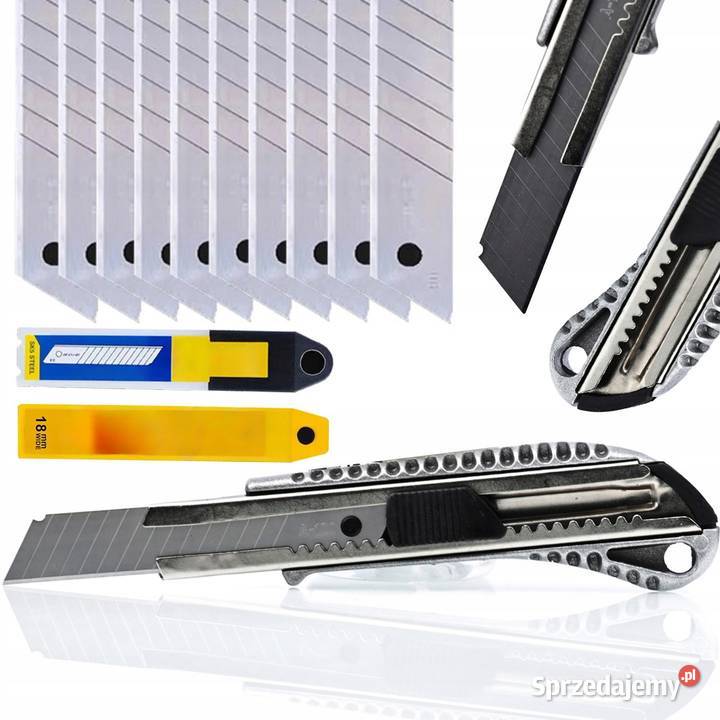Nożyk do Tapet Aluminiowy 18 mm 10 Wymiennych Noże i ostrza Ludźmierz