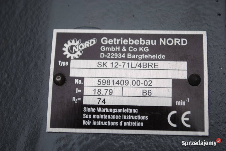 Motoreduktor 037kw 74obr z hamulcem Firmy NORD Kargowa