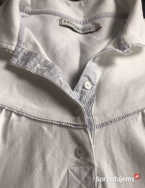 Białe polo Cottonfield z okrągłym kołnierzykiem Warszawa