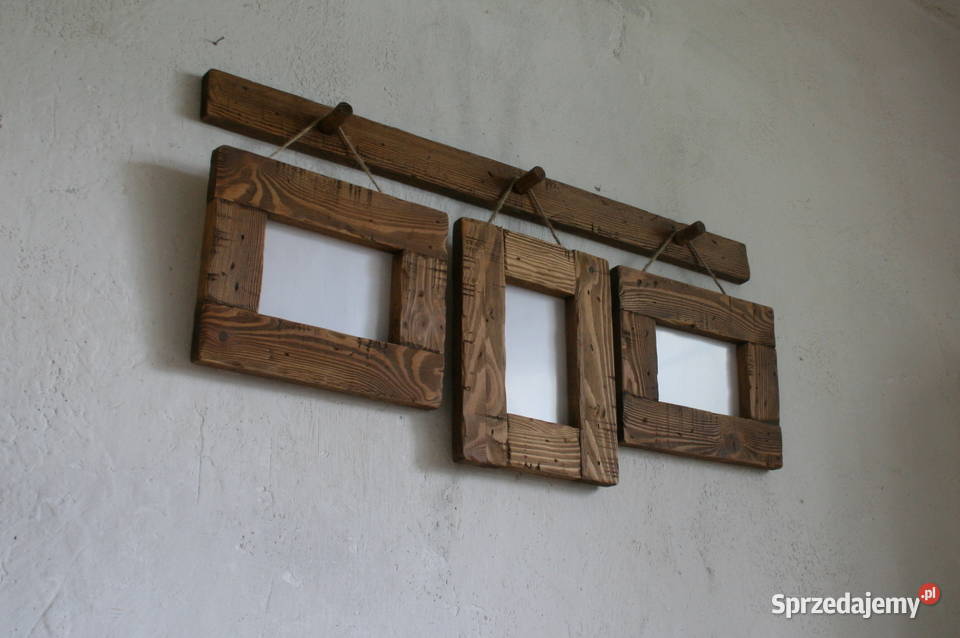 zestaw 3 drewnianych ramek na zdjęcia 10x15 na Mielec