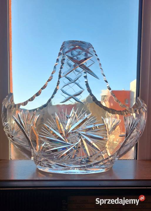 Wielki piękny kosz kryształowy PRL Wrocław