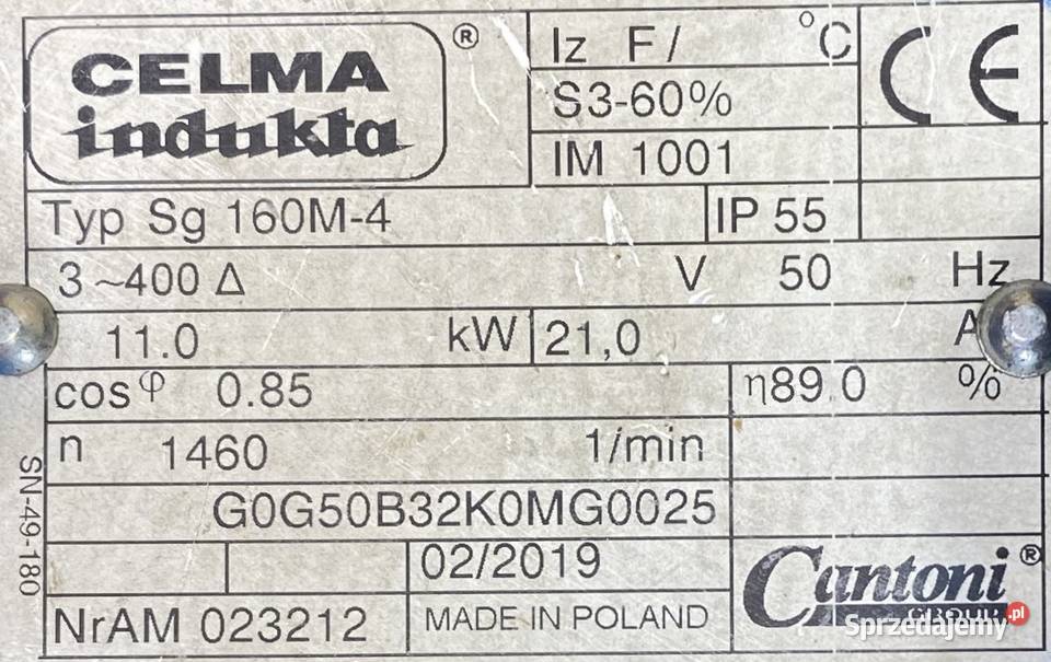 silnik elektryczny 11kW 1460obr 3fazowy INDUKTA kujawsko-pomorskie Pigża