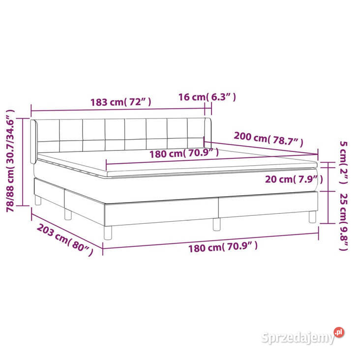 Łóżko Z Materacem Szare Kontynentalne DO 183cm sprzedam