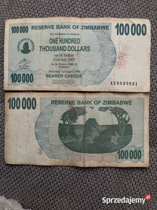100000 Dollars Zimbabwe Wejherowo
