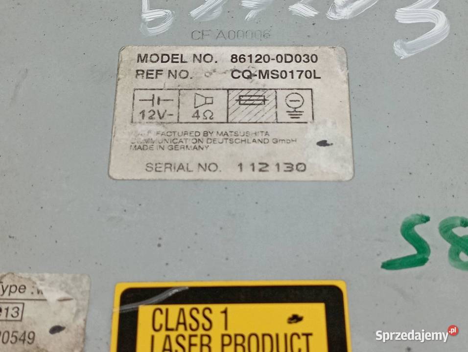 RADIO 861200D030 Toyota Yaris I 19992005