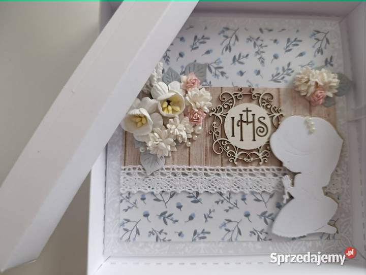 Kartka ręcznie robiona w pudełku Komunia Święta łódzkie Łódź sprzedam