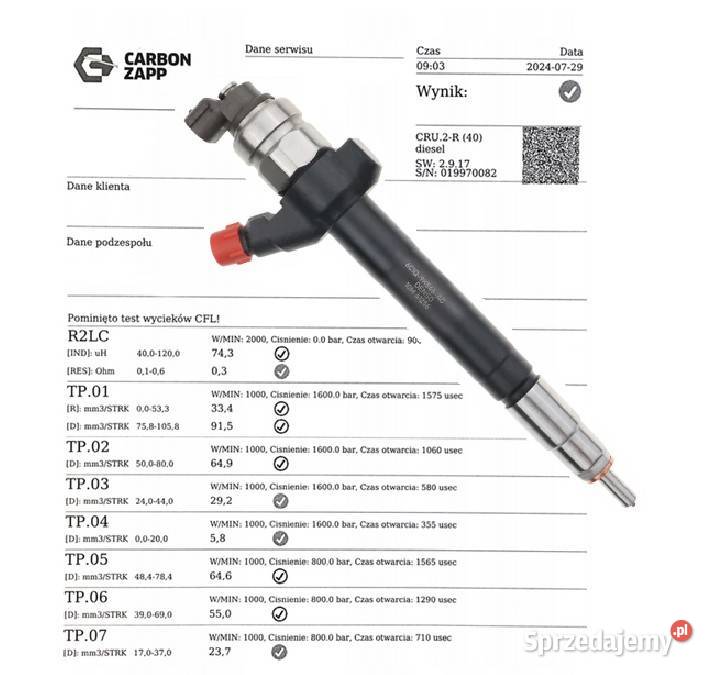 WERYFIKACJA wtryskiwacz DENSO różne modele osobowe Bladowo