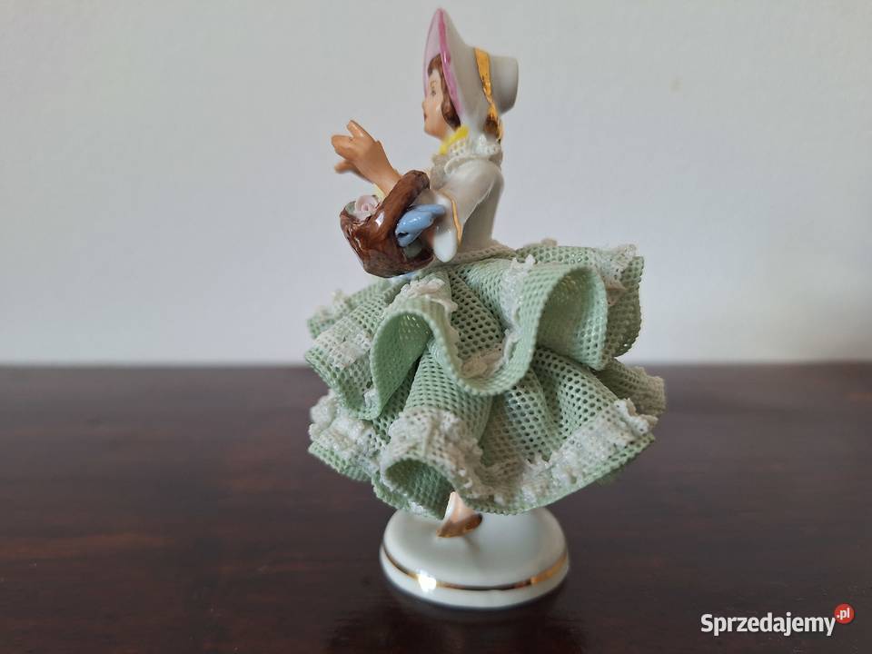 Figurka porcelanowa Dresden koronkowa dama z Gdańsk
