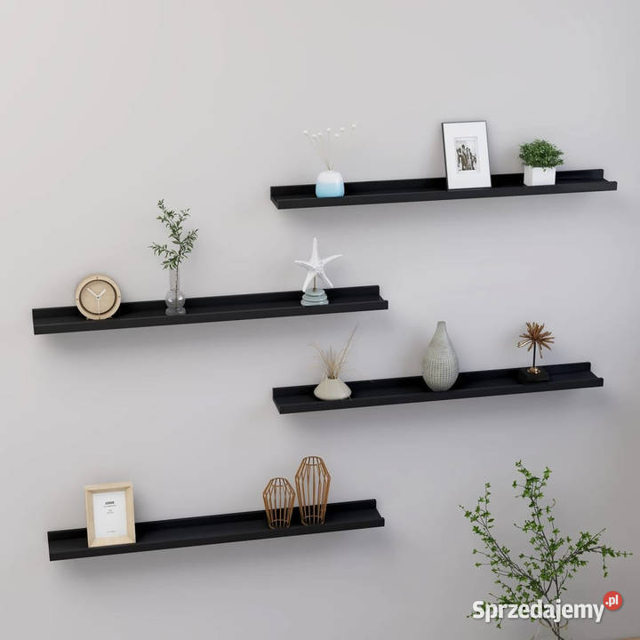 Półki ścienne 4 czarne 80x9x3 WM326669 sprzedam