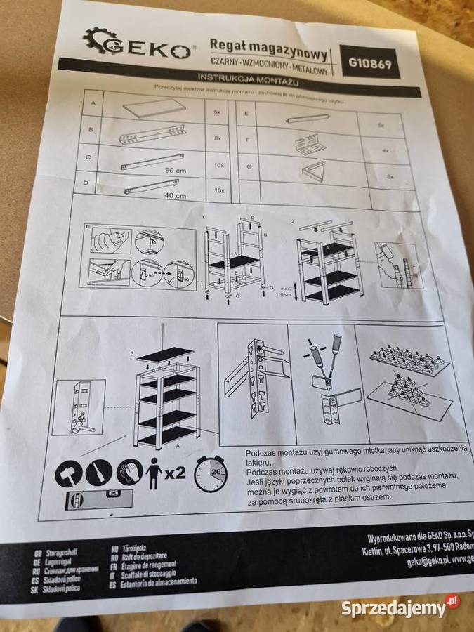 Wzmocniony Regał Magazynowy GEKO G10869 Głogowa sprzedam